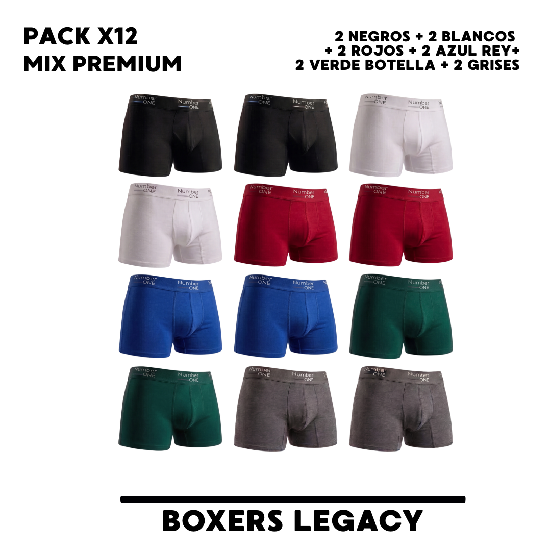 Pack x12 Mix Premium - 2 Negros + 2 Blancos+ 2 Grises + 2 Rojos + 2 Azul Rey + 2 Verde Botella