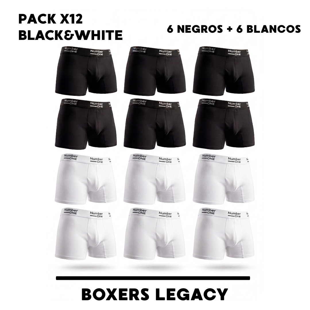 Pack x12 Full Black & White - 6 Negros + 6 Blancos
