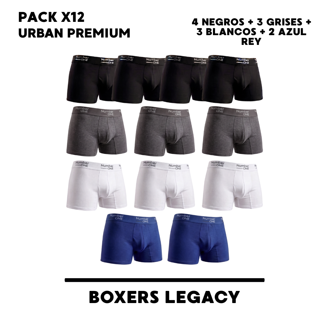 Pack x12 Full Urban Premium - 4 Negros + 3 Grises + 3 Blancos + 2 Azul Rey