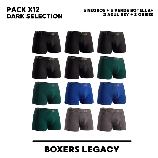 Pack x12 Dark Selection - 5 Negros + 3 Verde Botella + 2 Azul Rey + Grises
